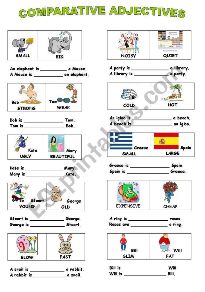 Comparative Adjectives  Esl Worksheetbburcu