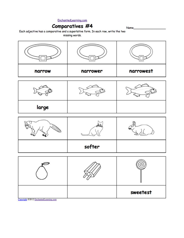 Comparative And Superlative Adjectives Enchantedlearning