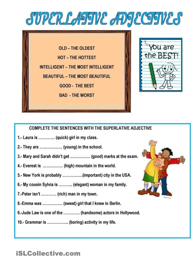 Comparatives And Superlatives Spanish Worksheets