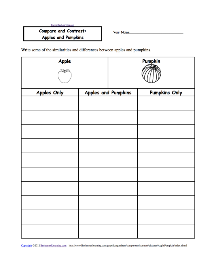 Compare And Contrast Apple And Pumpkin A Worksheet