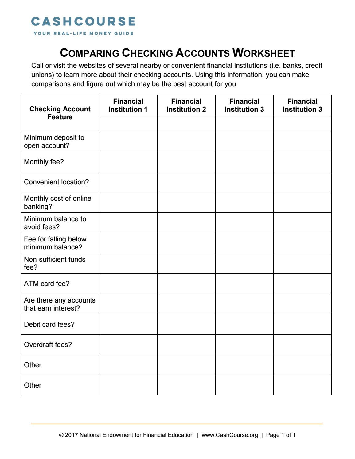 Compare Multiple Accounts Worksheet