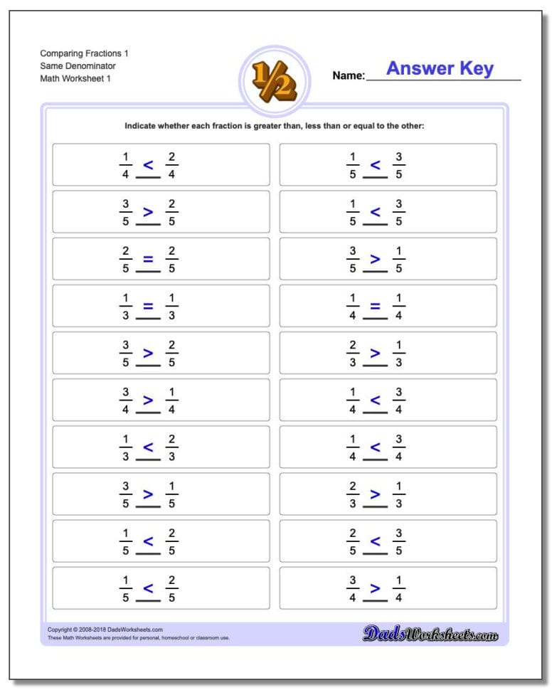 comparing fractions worksheet 4th grade db excelcom