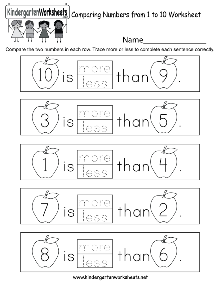 Comparing Numbers From 1 To 10 Worksheet  Free Kindergarten