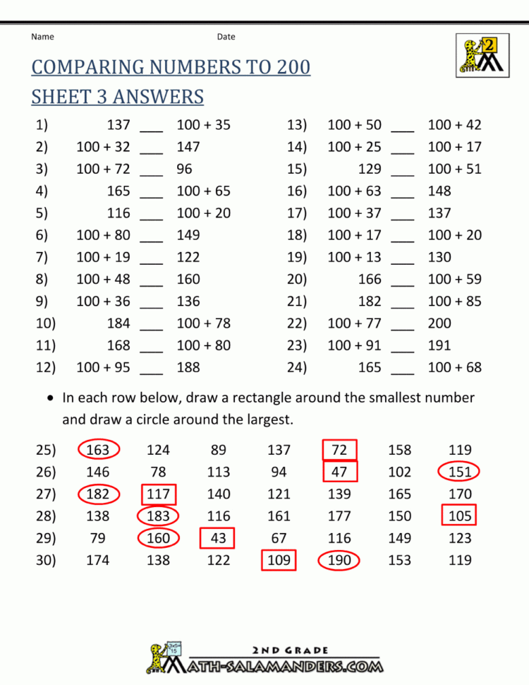 Comparing Numbers To 1000