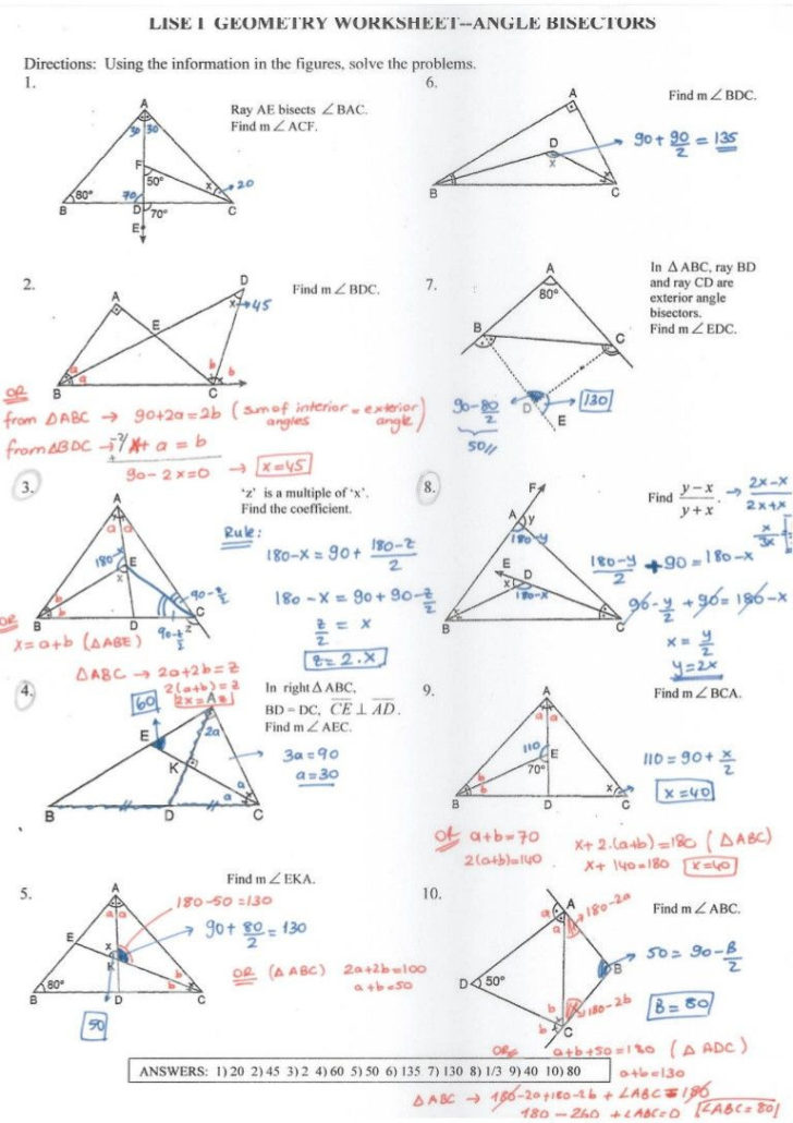 Complementary And Supplementary Angles Worksheet Answers Db excel