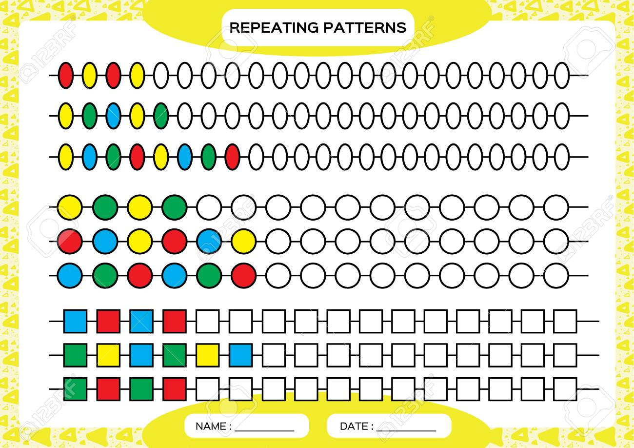Complete Repeating Patterns Worksheet For Preschool Kids Practicing