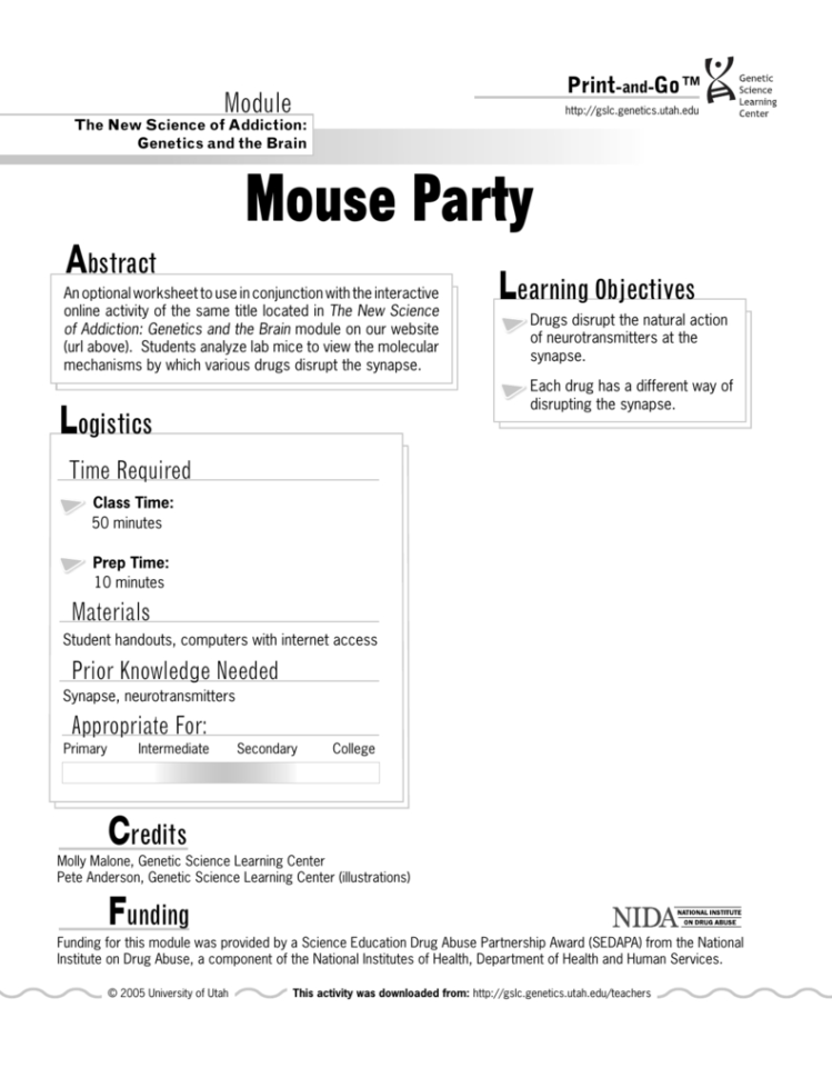 Mouse Party Worksheet db excel com