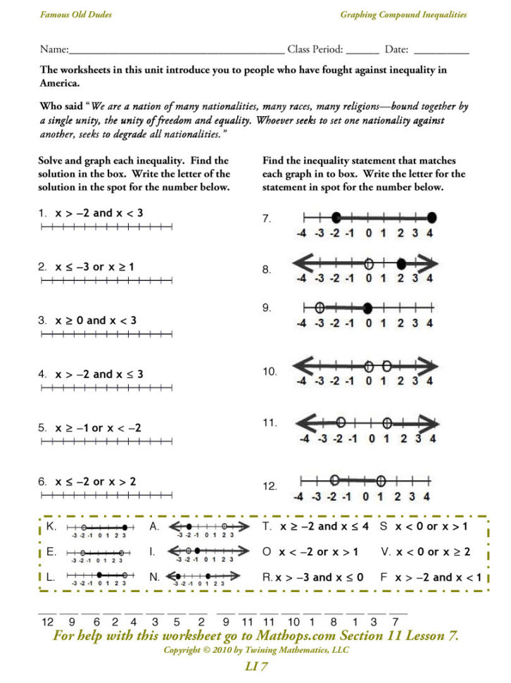 Compound Inequalities Worksheet Answers Db excel