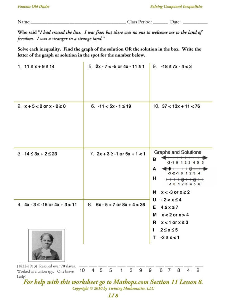 Compound Inequalities Worksheet Probability Worksheets