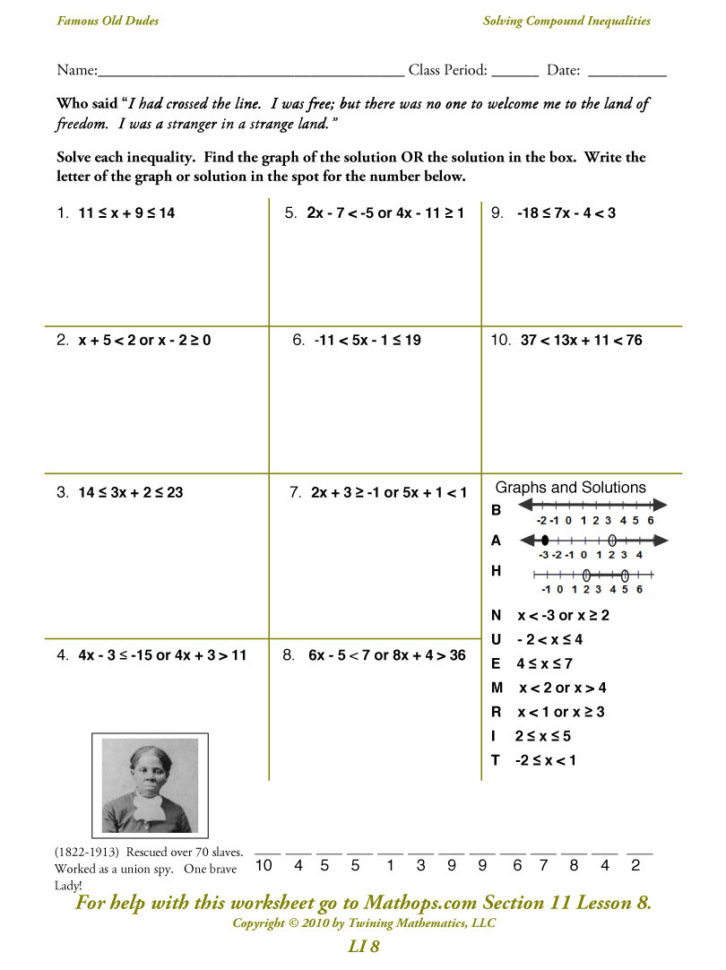Compound Inequalities Worksheet Probability Worksheets