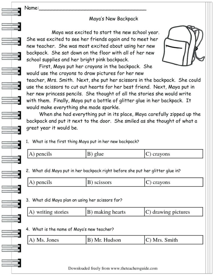 Comprehension Check Worksheets – Oneupcolorco