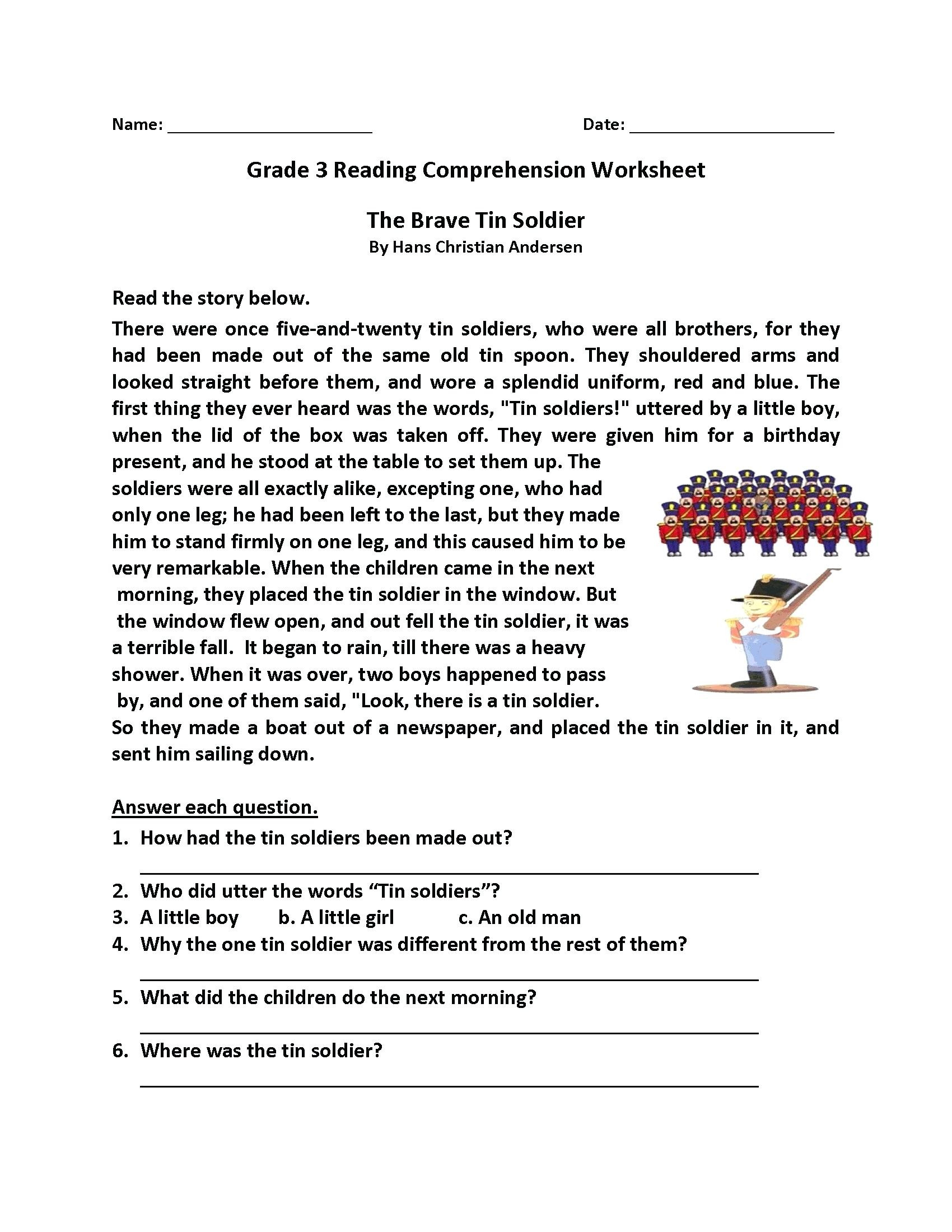 Comprehension Worksheets Grade 8