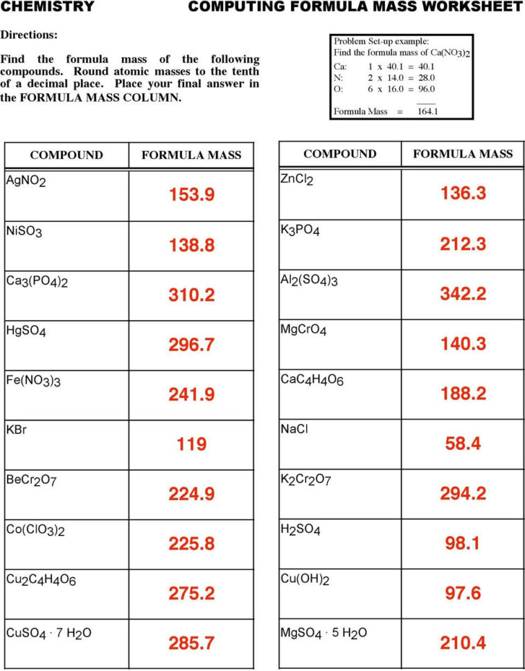 Computing Formula Mass Worksheet Division Worksheets Area And