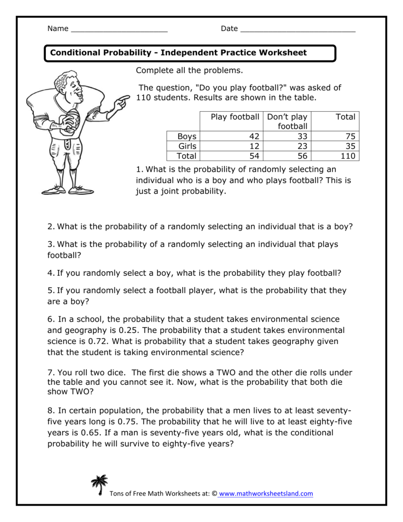 Conditional Probability Worksheet With Answers Pdf