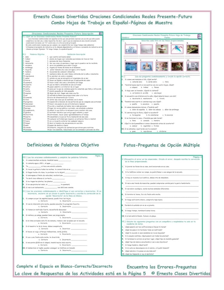 Conditional Sentences Types 0  1 Combo Activities Spanish Worksheets