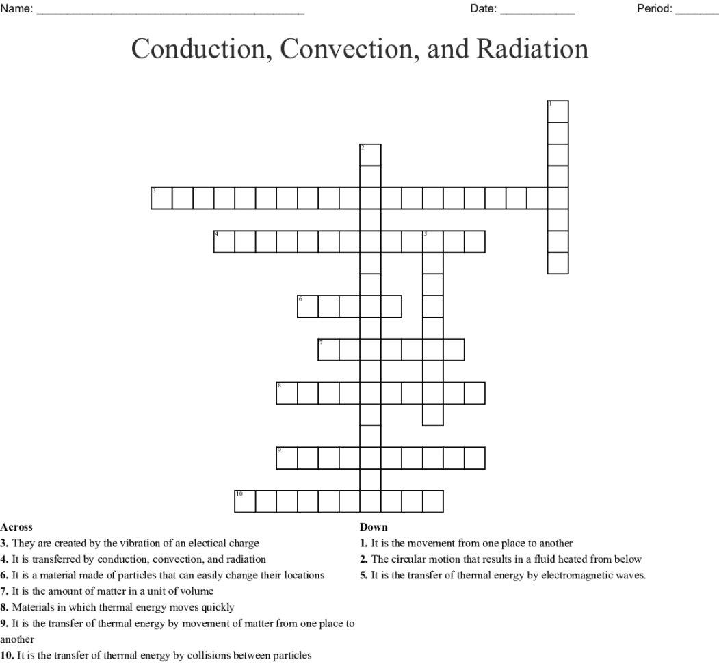 Conduction Convection And Radiation Crossword  Word
