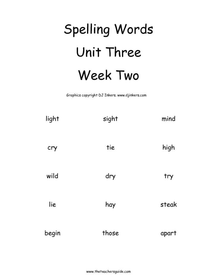 Spelling Worksheets For Grade 3