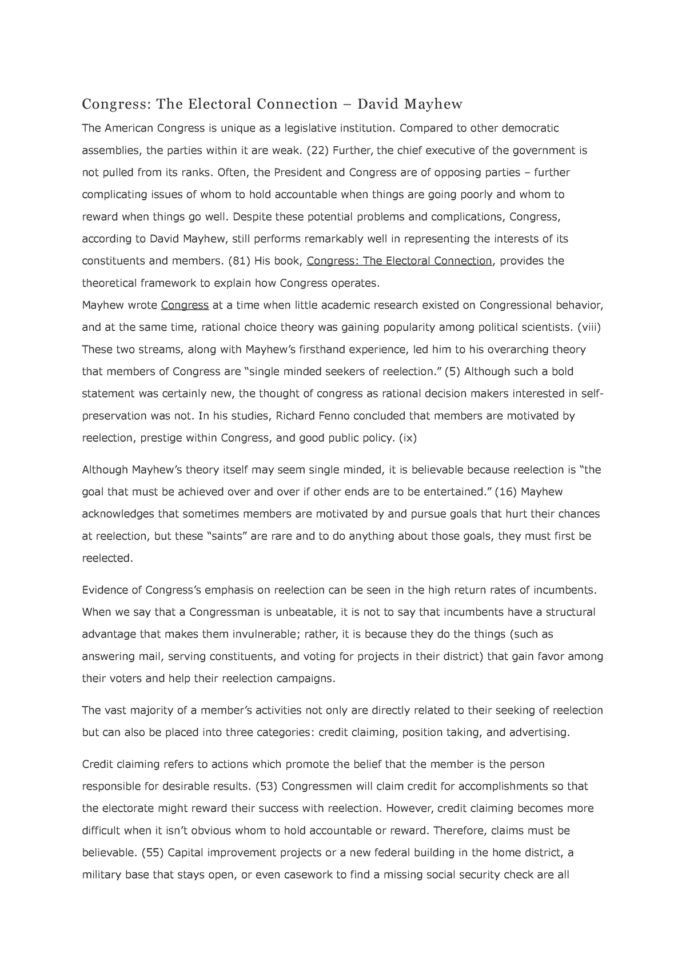 Congress The Electoral Connection Congres 1   Studocu