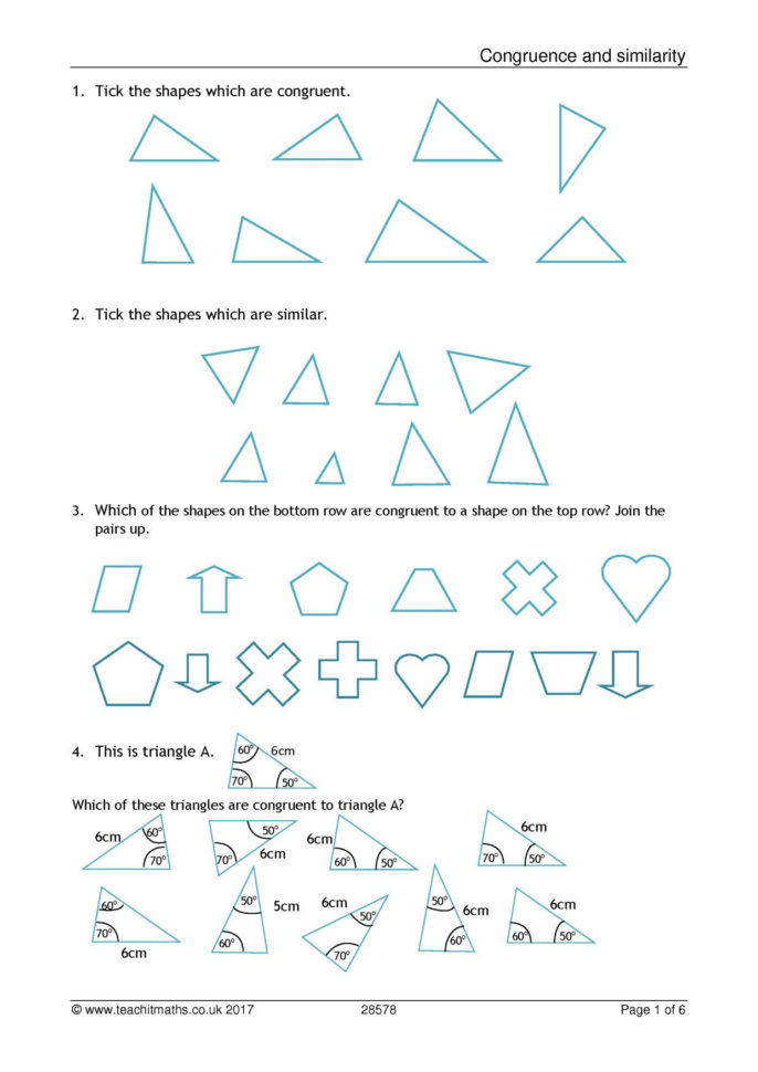 Congruence And Similarity Worksheet With Answers Db excel