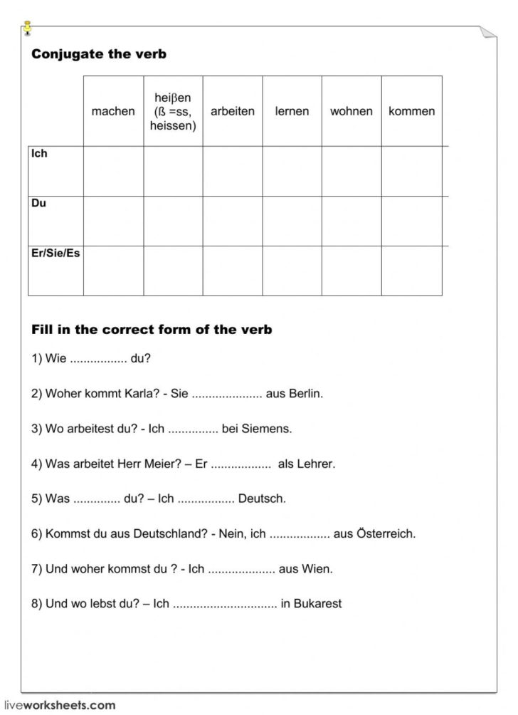 Spanish Conjugation Worksheets