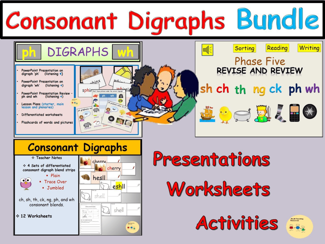 Consonant Digraph Bundle  Worksheets Activities Presentations Lesson  Plans