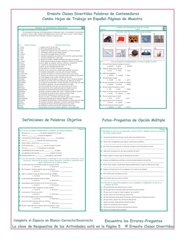 Spanish 2 Worksheets