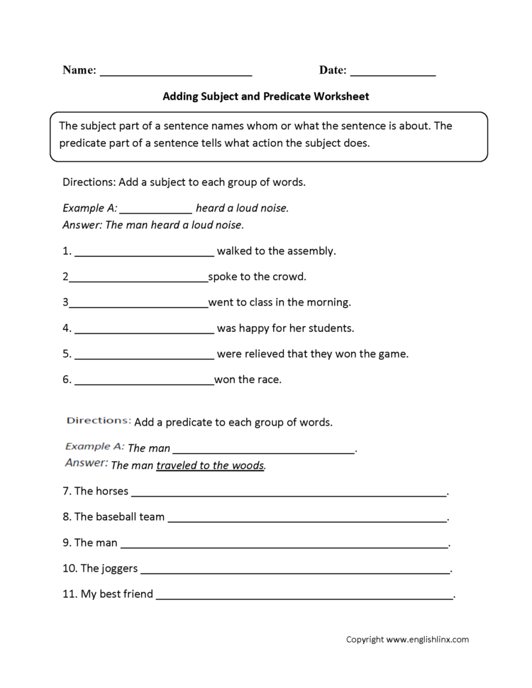 Contentsubject Worksheets  Grammar Worksheets