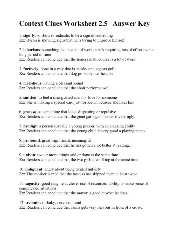 Context Clues Worksheets 5Th Grade  Math Worksheet For Kids