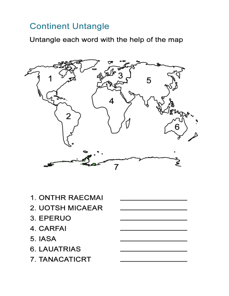 Continents Worksheet Can You Spell Each Continent Correctly
