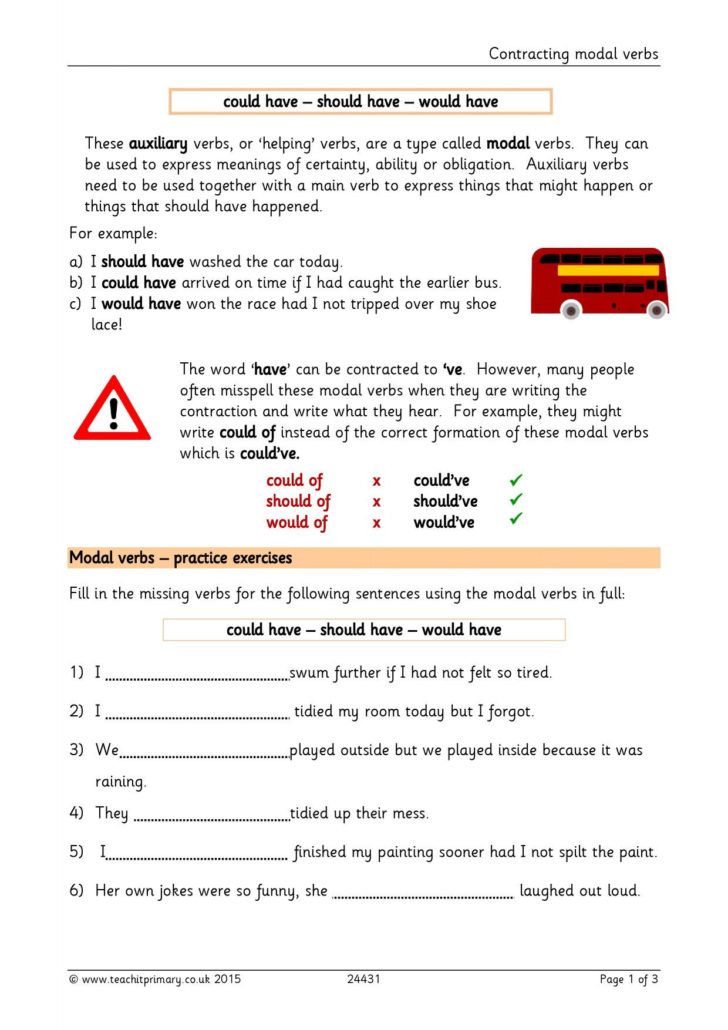 Modal Verbs Ks2 Worksheet
