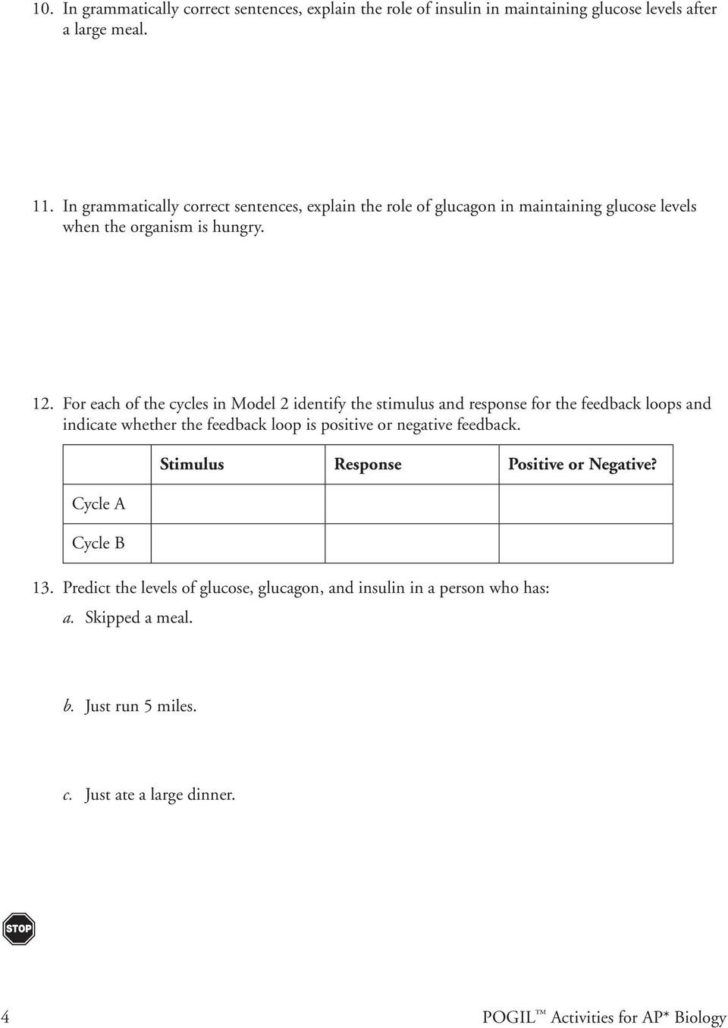 Feedback Loops Glucose And Glucagon Worksheet Answers