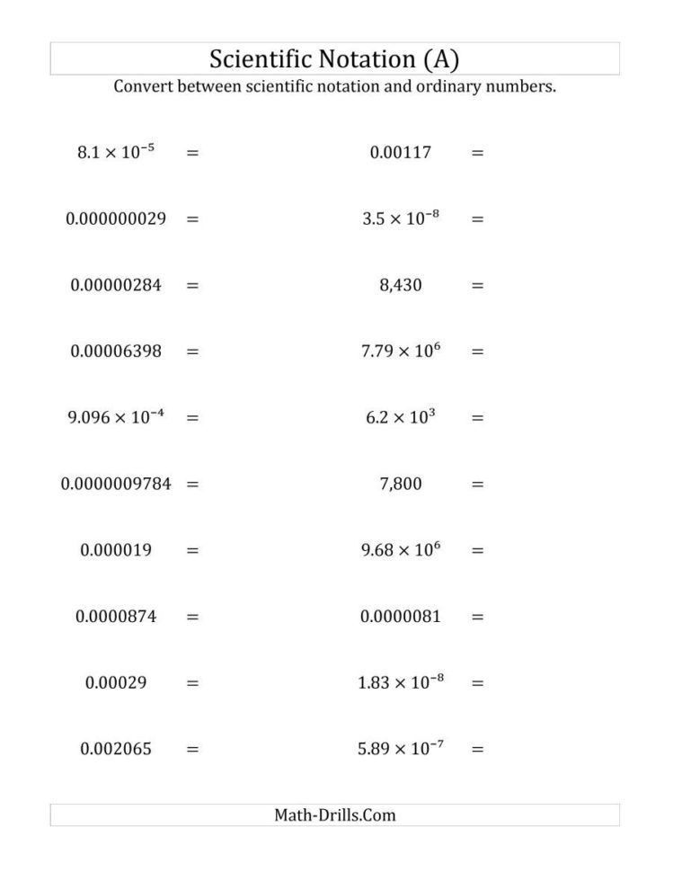 Converting Between Scientific Notation And Ordinary Numbers A