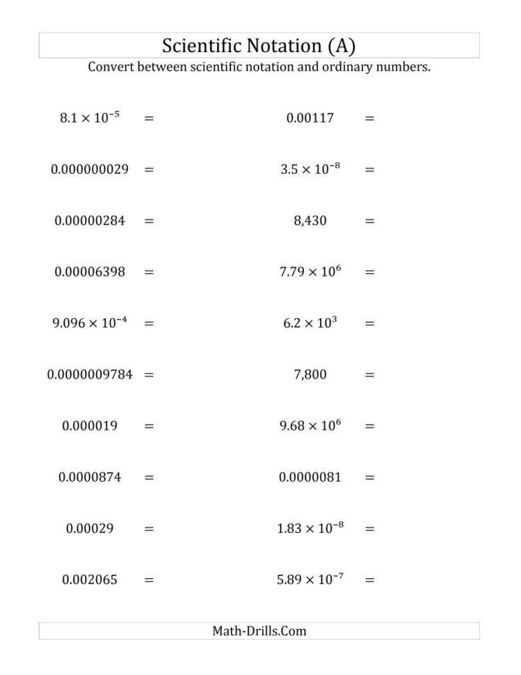 Converting Between Scientific Notation And Ordinary Numbers A
