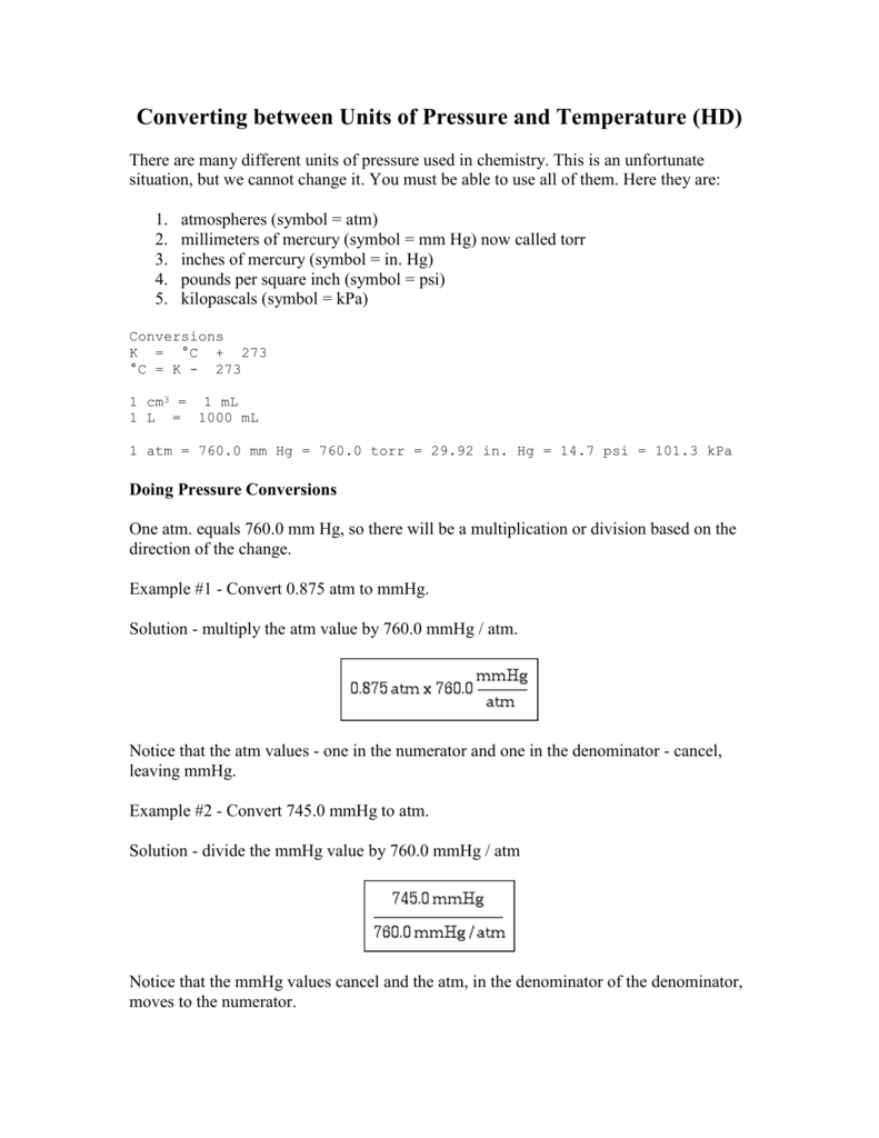 pressure and temperature conversion worksheet answers