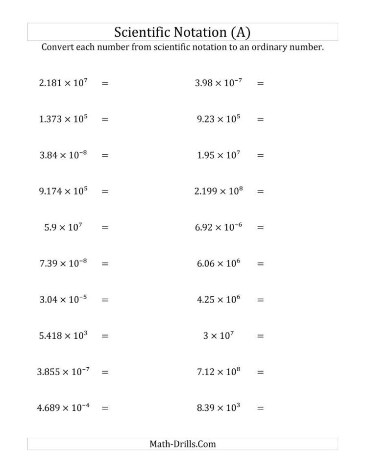 Converting Scientific Notation To Ordinary Numbers A