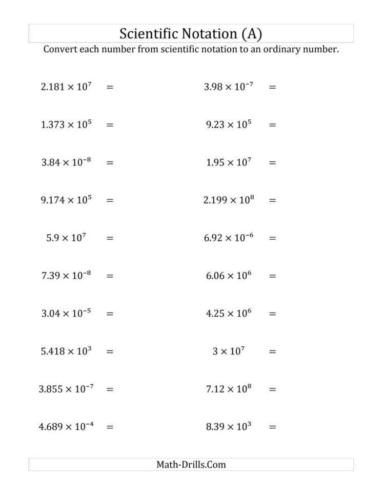 Converting Scientific Notation To Ordinary Numbers A