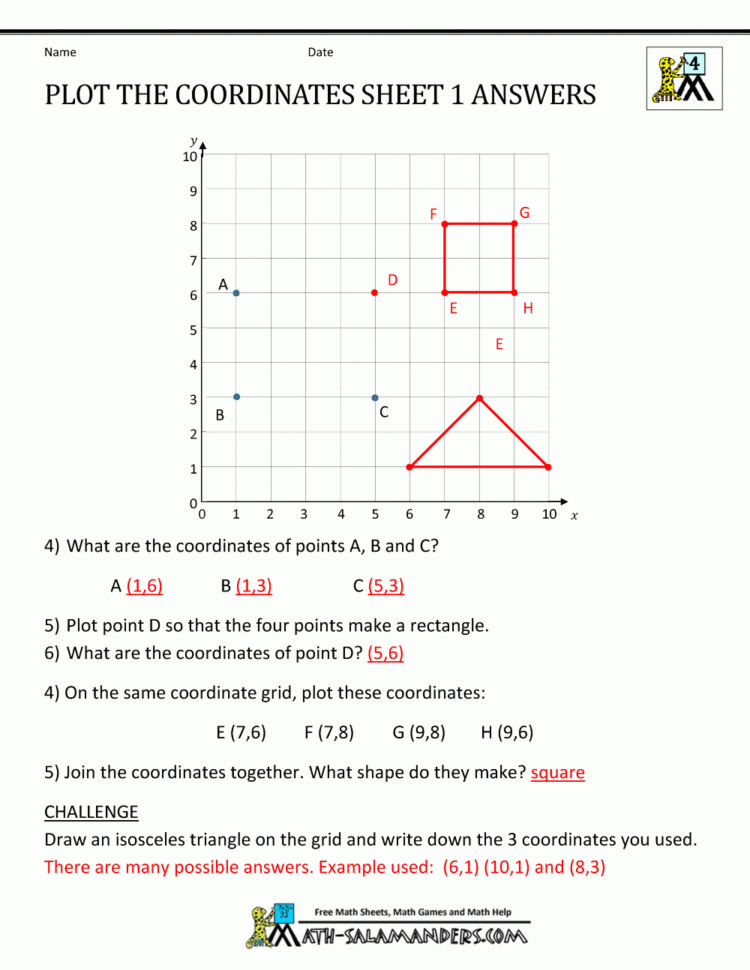 Coordinate Worksheets