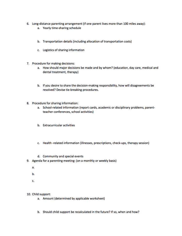 Coparenting Worksheet – Healing Hearts After Divorce