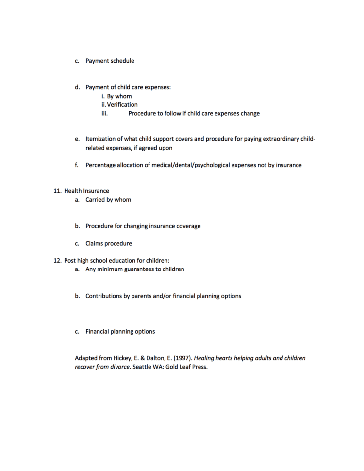 Coparenting Worksheet – Healing Hearts After Divorce