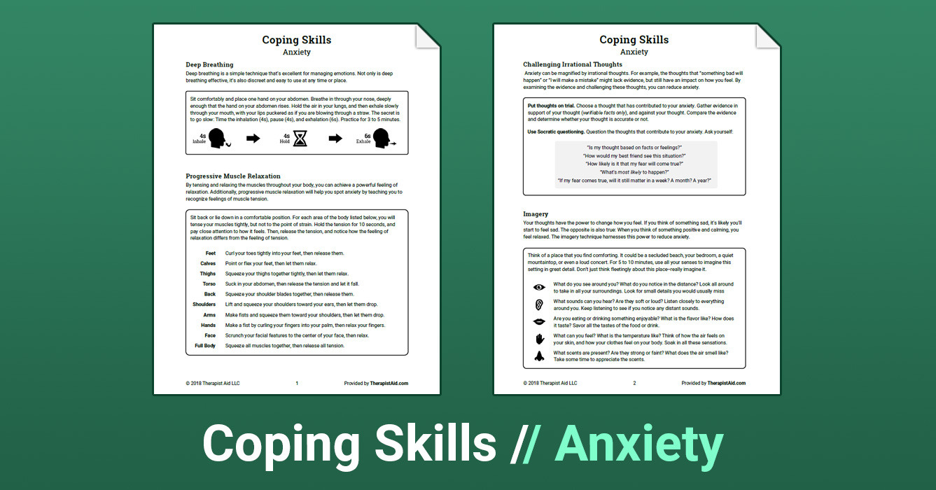 Coping Skills Anxiety Worksheet  Therapist Aid