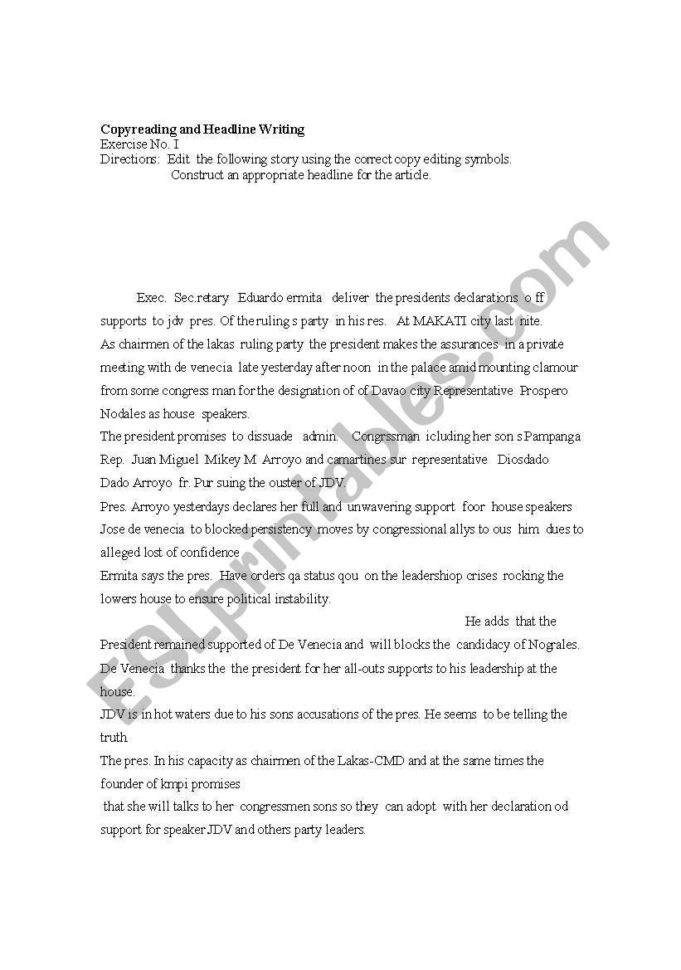 Copyreading Exercise