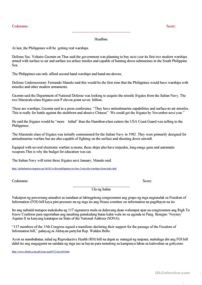 Copyreading Exercise  English Esl Worksheets