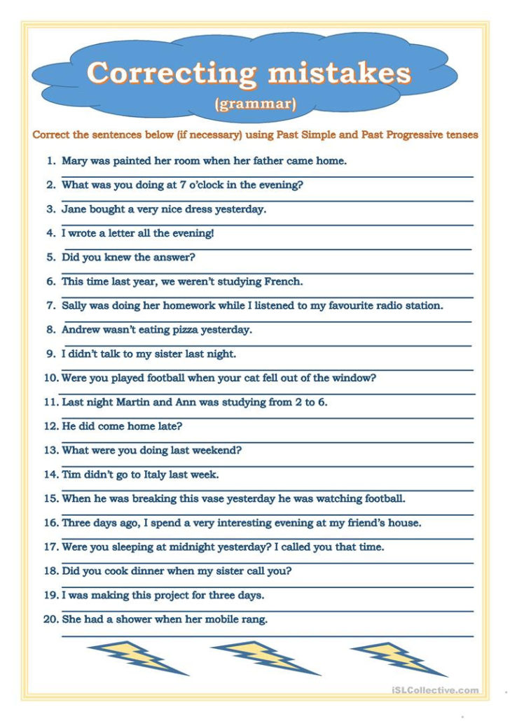Grammar Correction Worksheets