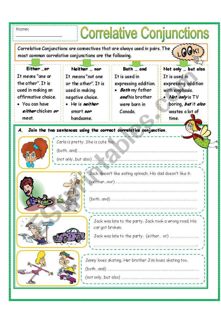 Correlative Conjunctions Worksheets With Answers