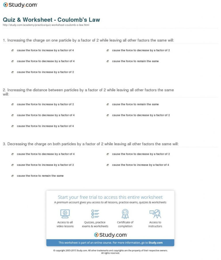 Coulomb's Law Worksheet Answers Physics Classroom — db-excel.com