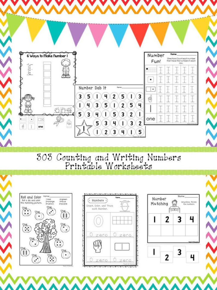 Counting And Writing Numbers Worksheets Zip Etsy Preschool