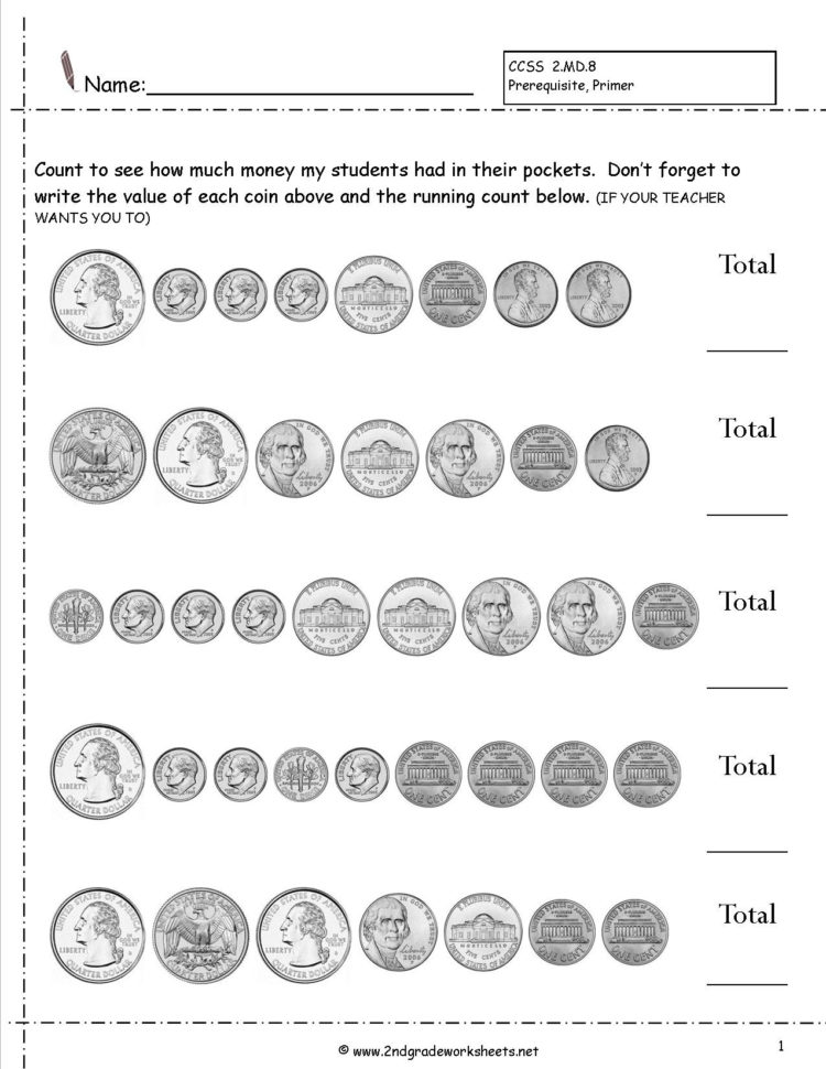 Counting Coins And Money Worksheets And Printouts