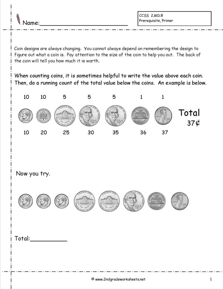 Counting Coins And Money Worksheets And Printouts
