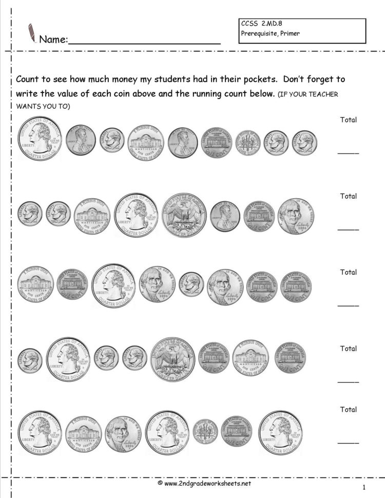 Counting Coins And Money Worksheets And Printouts