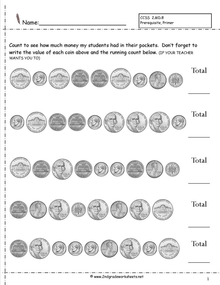 Counting Coins And Money Worksheets And Printouts